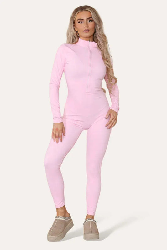 Ribbed High Neck Jumpsuit Angel Wishes