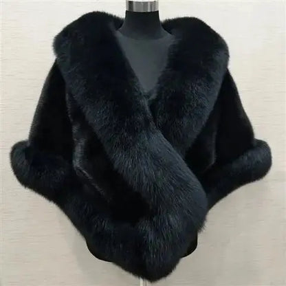 Imitated Mink Fox Fur Cape Coat Plus-sized Dress Shawl Angel Wishes