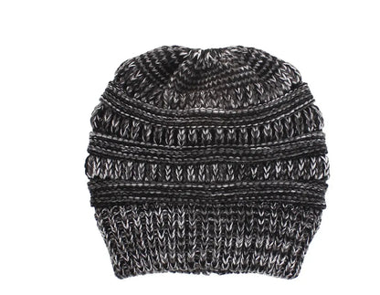 Mixed Color Knitted Wool Hat Ladies Non-labeled Ponytail Hat Angel Wishes