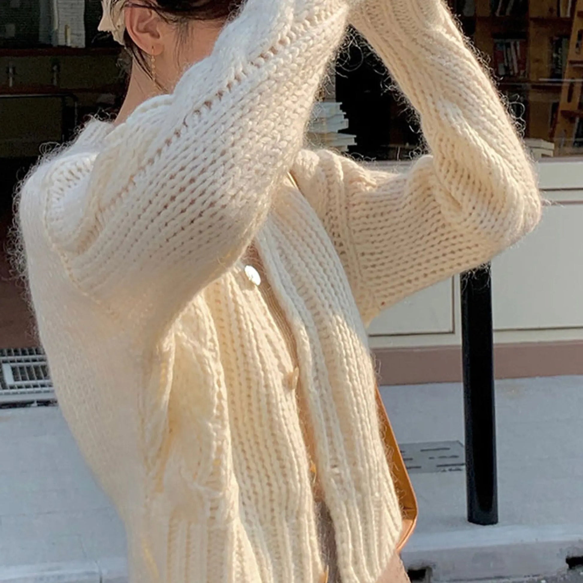 Hand-knit Wool Loose Cardigan Angel Wishes