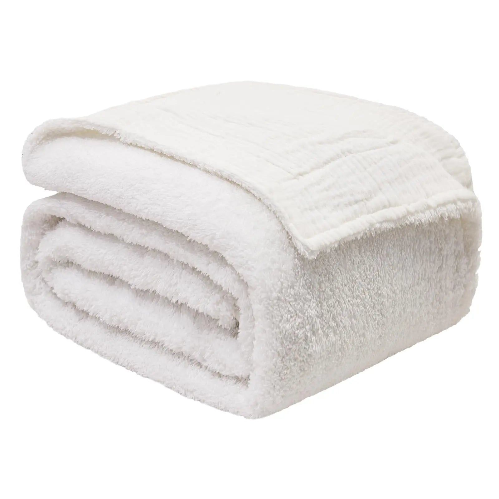 EMME Cotton Throw Blanket 100% Muslin Soft Blanket for Couch 4-Layer Breathable Gauze All Season Soft and Lightweight Pre-Washed Cotton Blanket(White, 140 x 190cm) Angel Wishes