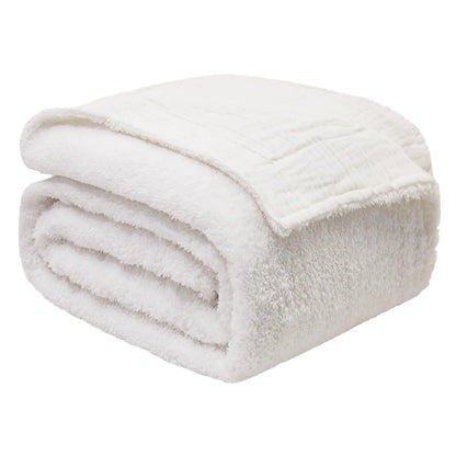 EMME Cotton Throw Blanket 100% Muslin Soft Blanket for Couch 4-Layer Breathable Gauze All Season Soft and Lightweight Pre-Washed Cotton Blanket(White, 140 x 190cm) Angel Wishes