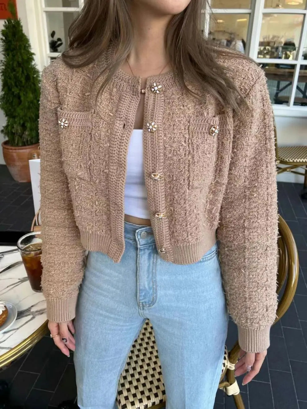 Knitted Top Women's Round Neck Sweater Coat Angel Wishes