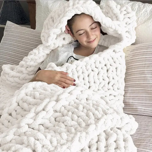 Handmade Coarse Yarn Woven Chenille Blanket Angel Wishes