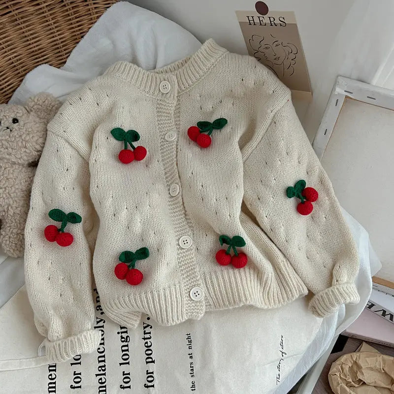 Korean Style Casual Small Flower Sweater Baby Girl Fashionable Knitted Cardigan Angel Wishes