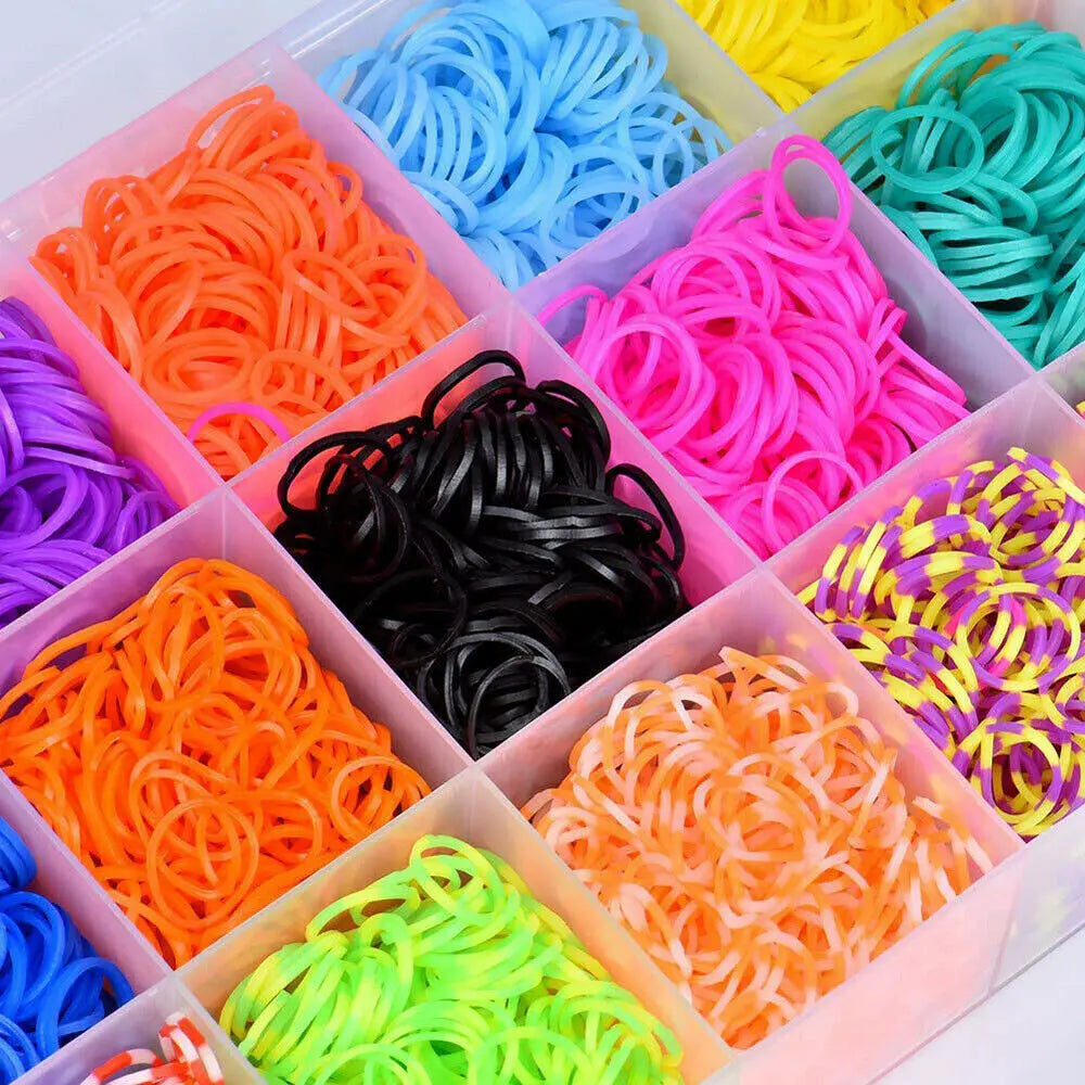 15000Pcs Kit Box   Rubber Loom Bands Children Mult-color Make Woven Bracelet Angel Wishes