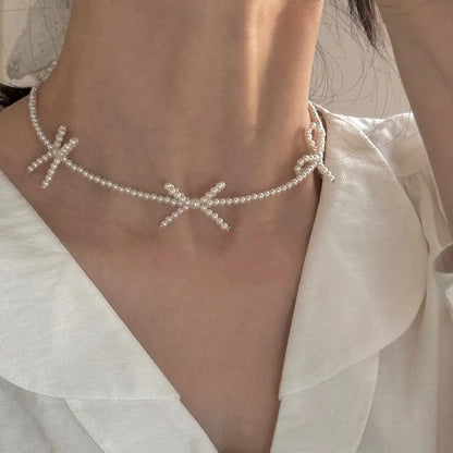 Bow Pearl Necklace Angel Wishes