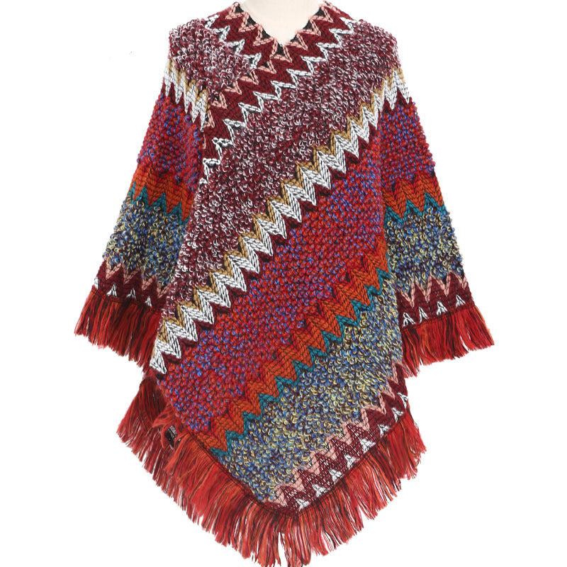 Colorful Ethnic Style Pullover Cloak Women Angel Wishes