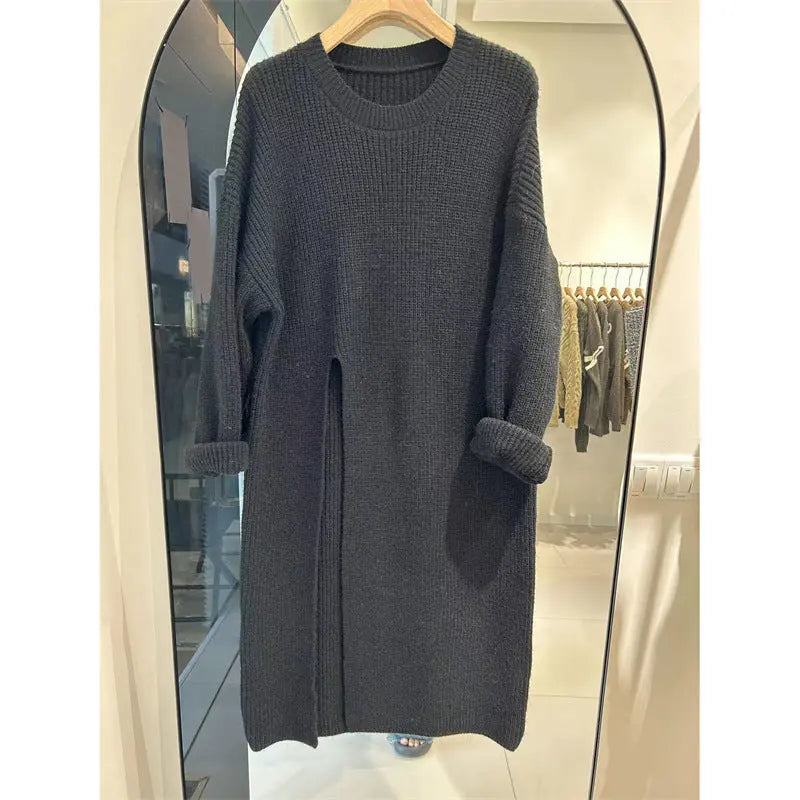 Lazy Wind Mid-length Inner Wear Loose Slimming Solid Color Sweater Long Dress Angel Wishes