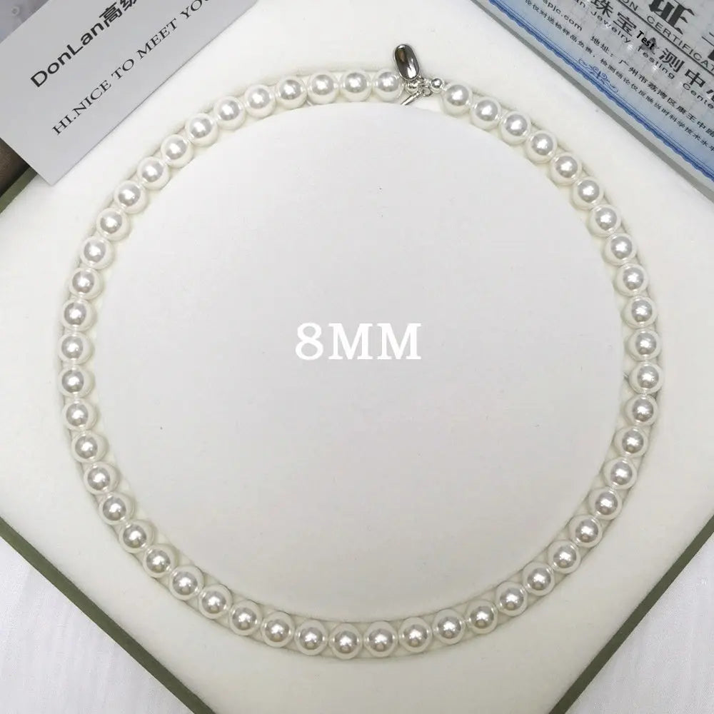 925 Silver Ingot Buckle Strong Light High Quality Shell Pearls Australian White Necklace Angel Wishes