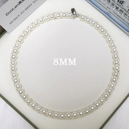 925 Silver Ingot Buckle Strong Light High Quality Shell Pearls Australian White Necklace Angel Wishes