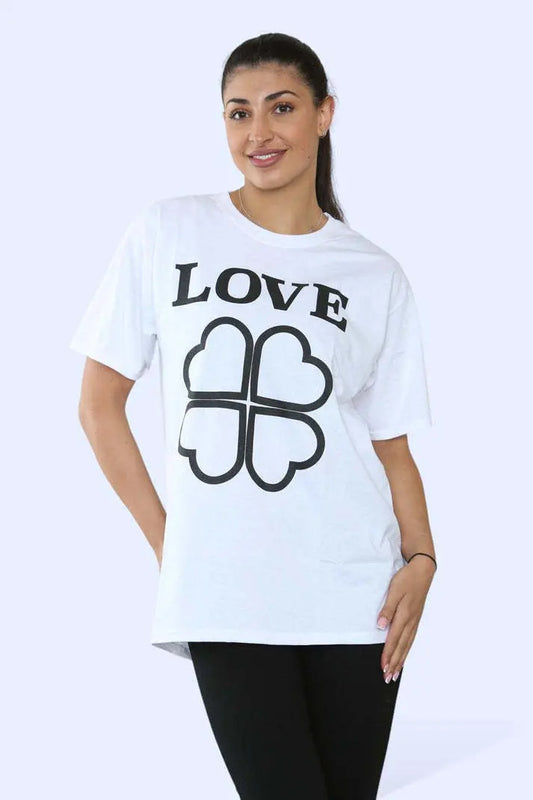 Ladies Love Printed Short Sleeve T-Shirt Top Angel Wishes
