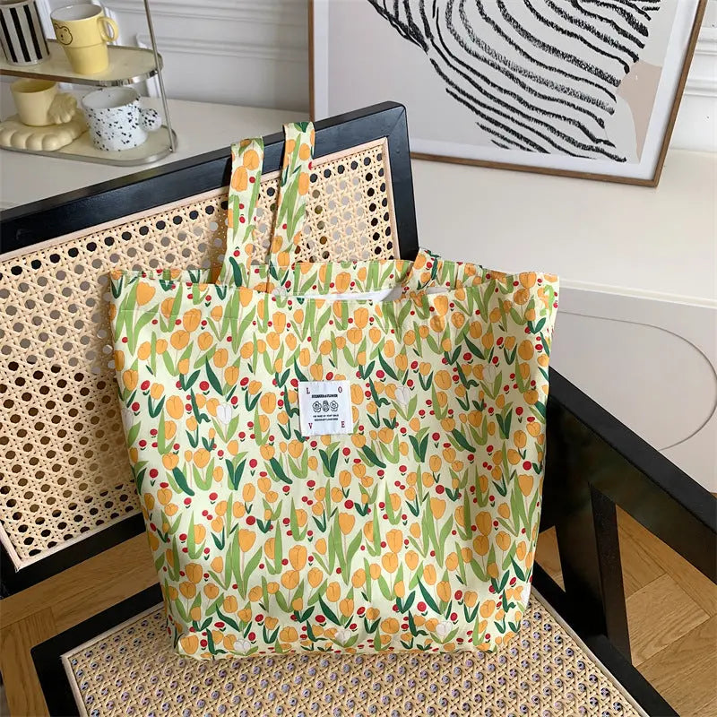 Floral Canvas Tote Bag Angel Wishes