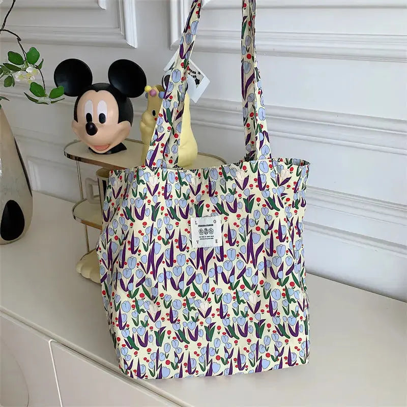 Floral Canvas Tote Bag Angel Wishes