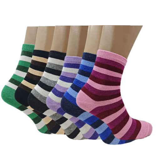 Pack Of 6 12 24 Pairs  Womens Colourful Striped Socks Angel Wishes