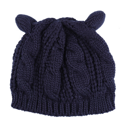 Hand Made 3D Cute Knitted Cat Ear Beanie For Winter Angel Wishes