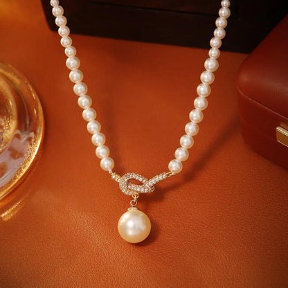 Fashion Knotted Pearl Pendant Necklace Angel Wishes