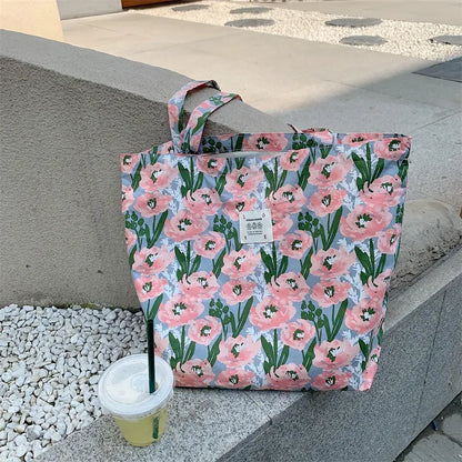 Floral Canvas Tote Bag Angel Wishes