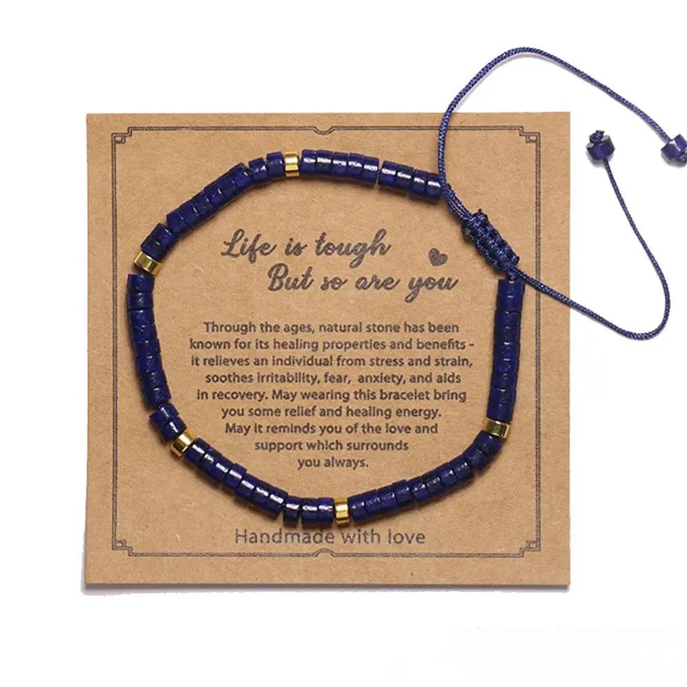 Lapis Spacer Beads Woven Bracelet Angel Wishes