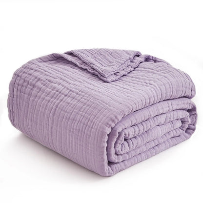 EMME Cotton Throw Blanket 100% Muslin Soft Blanket for Couch 4-Layer Breathable Gauze All Season Soft and Lightweight Pre-Washed Cotton Blanket(White, 140 x 190cm) Angel Wishes