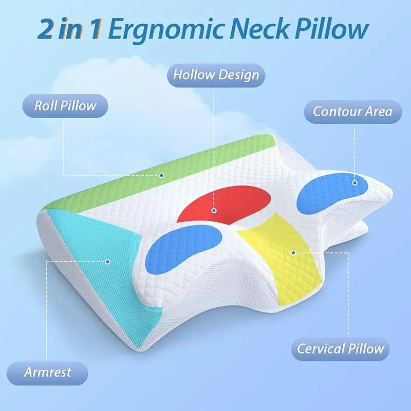Memory Foam Cervical Pillow, 2 In 1 Ergonomic Contour Orthopedic Pillow For Neck Pain, Contoured Support Pillows,Neck Pillow Angel Wishes