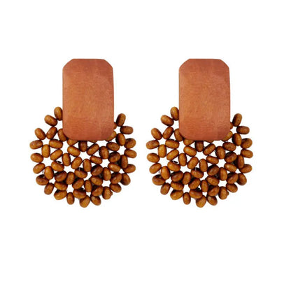 Woven wood vintage earrings Angel Wishes