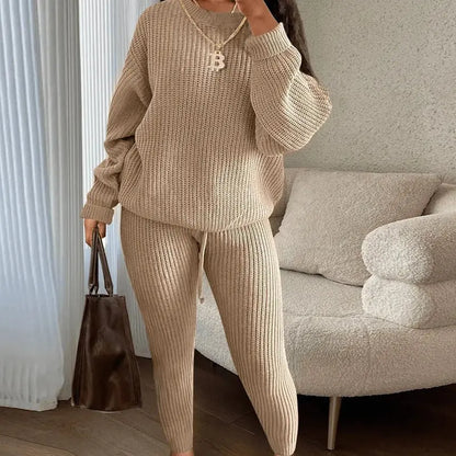 Women's Fashionable Knitted Wool Trousers Suit Angel Wishes