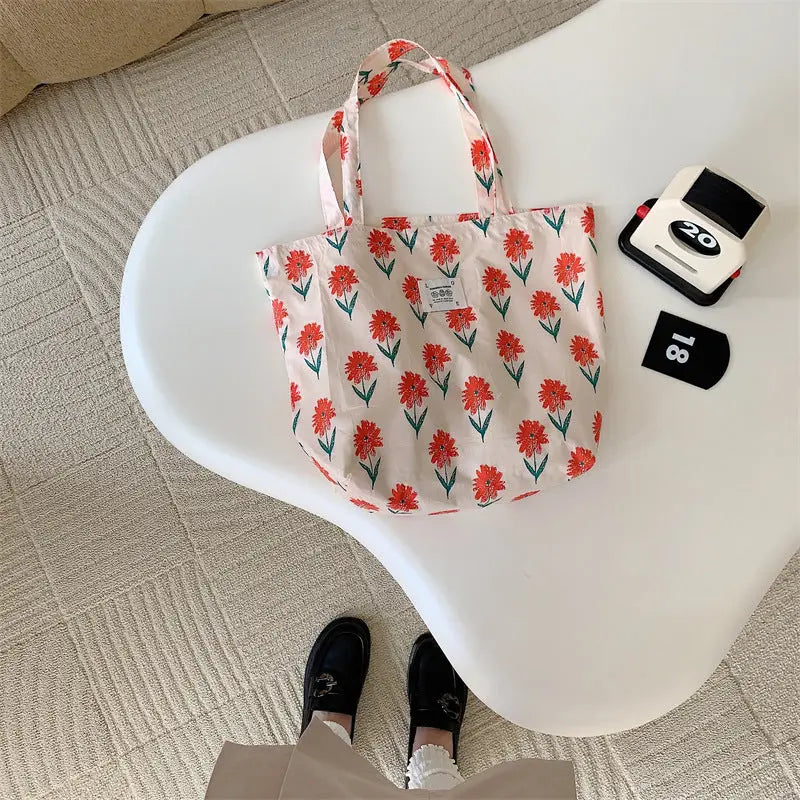 Floral Canvas Tote Bag Angel Wishes