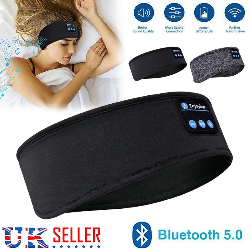 Wireless Bluetooth Headband Sleep Eye Mask Speaker Headphones Headset Sport Angel Wishes