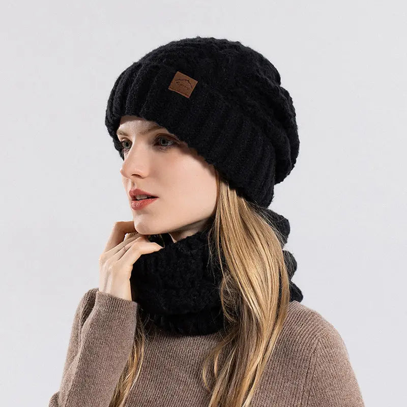 Women's Hat Scarf Set Outdoor Cold-proof Warm Knitted Hat Earmuffs Angel Wishes