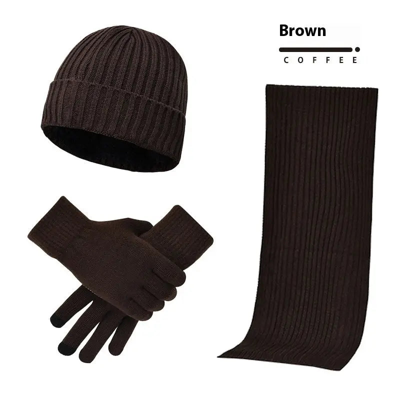 Men's And Women's Knitted Thickened Warm Wool Hat Scarf Gloves Three-piece Set Angel Wishes