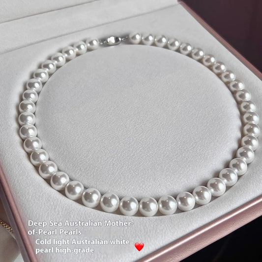 925 Silver Ingot Buckle Strong Light High Quality Shell Pearls Australian White Necklace Angel Wishes