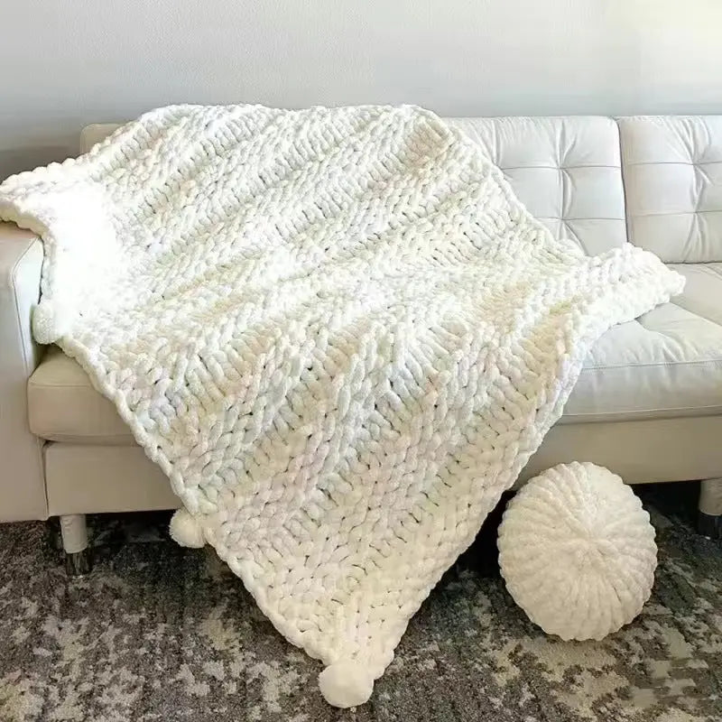 Coarse Yarn Chenille Knitted Blanket Angel Wishes