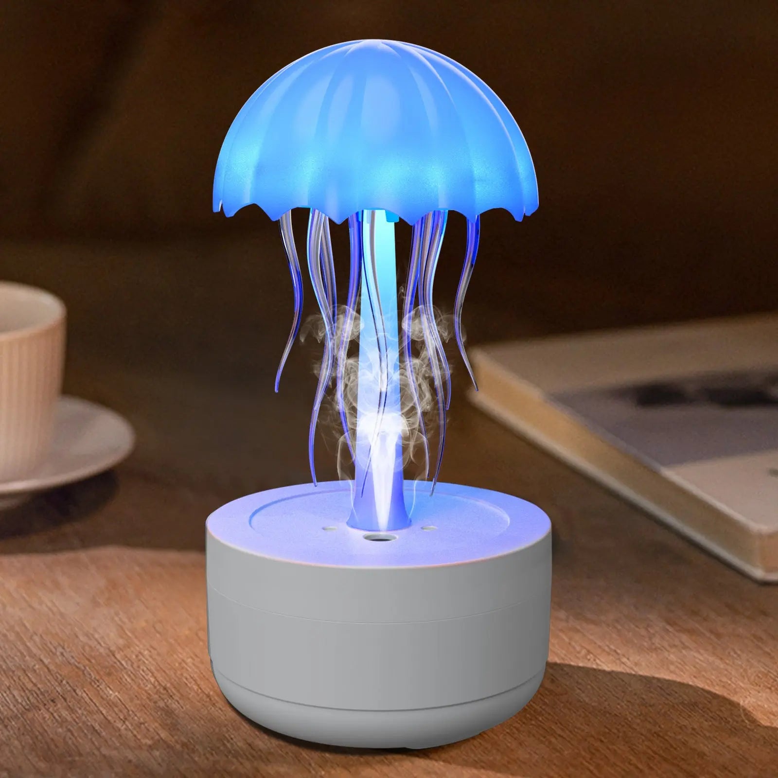 Jellyfish Humidifier Fragrance Diffuser Colorful Night Light Heavy Fog Essential Oil Diffuser Home Bedroom Office Air Humidifier Angel Wishes