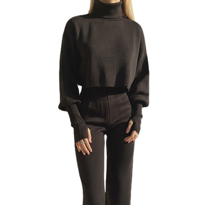 Turtleneck Loose Long Sleeve Top And Trousers Set Angel Wishes