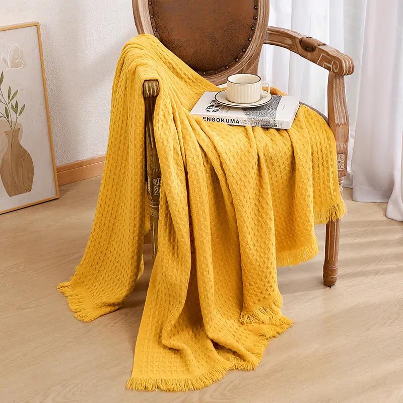 Solid Colour Knitted Sofa Blanket Angel Wishes