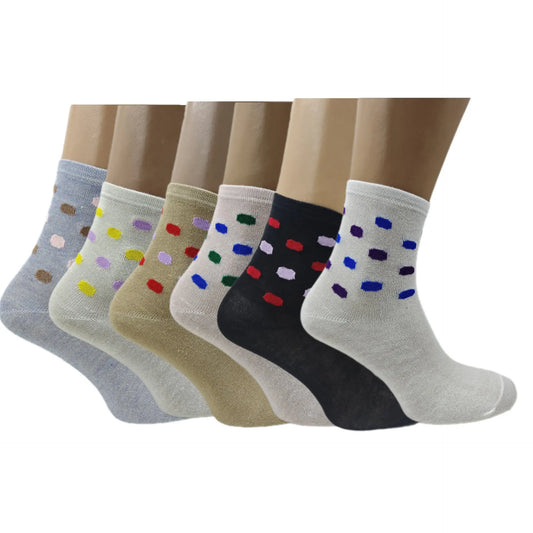 Set Of 6 12 Or 24 Pairs Womens Socks With Bubble Mix Print Angel Wishes