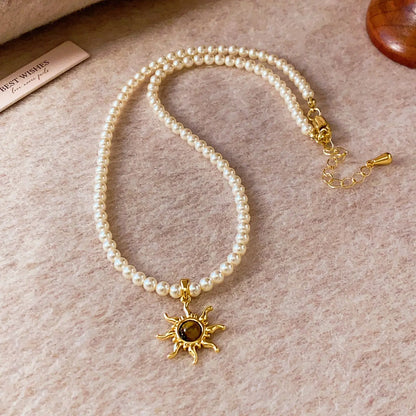 Glass Pearl Sunflower Necklace Angel Wishes