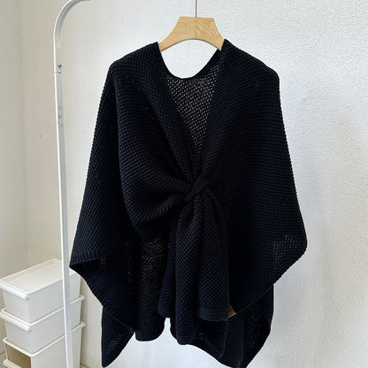 Knitted Cashmere Shawl With Buckle