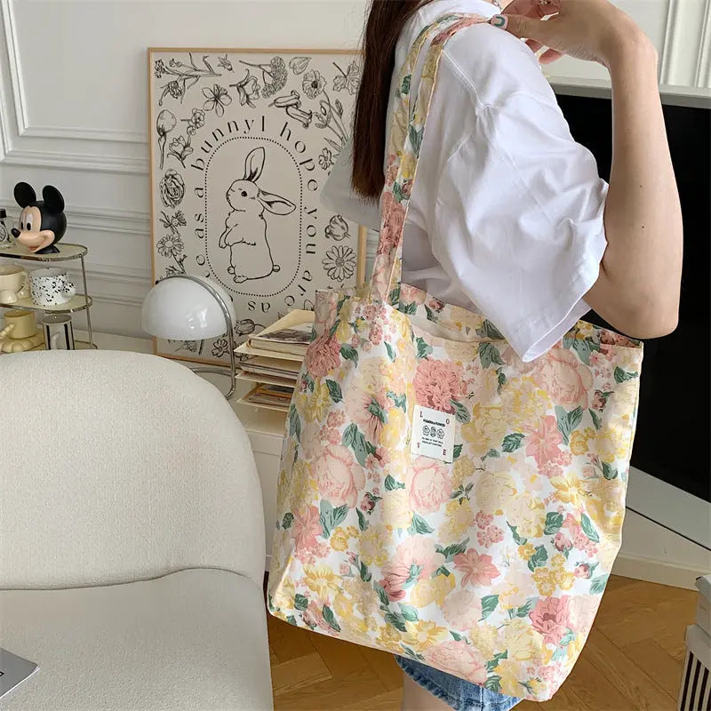 Floral Canvas Tote Bag Angel Wishes