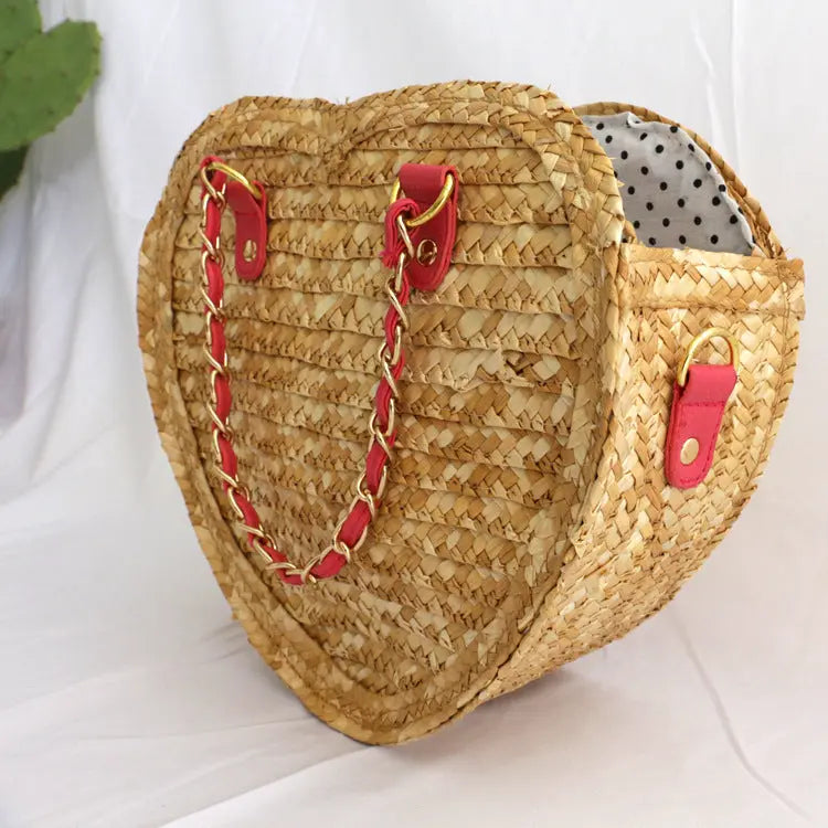 Simple And Fashionable One-shoulder Diagonal Bag Beach Vacation Straw Angel Wishes