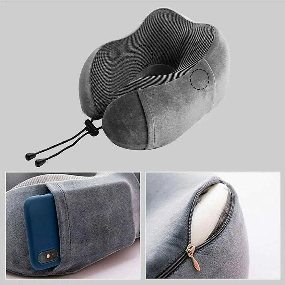 Memory Foam Travel Pillow Neck Support Cushion Without Carry Bag Ear Plugs Mask Angel Wishes