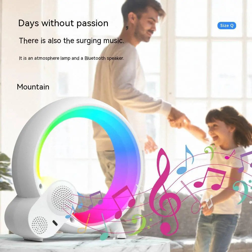 Creative Q Light Analog Sunrise Digital Display Alarm Clock Bluetooth Audio Intelligent Wake-up Q Colorful Atmosphere Light Angel Wishes