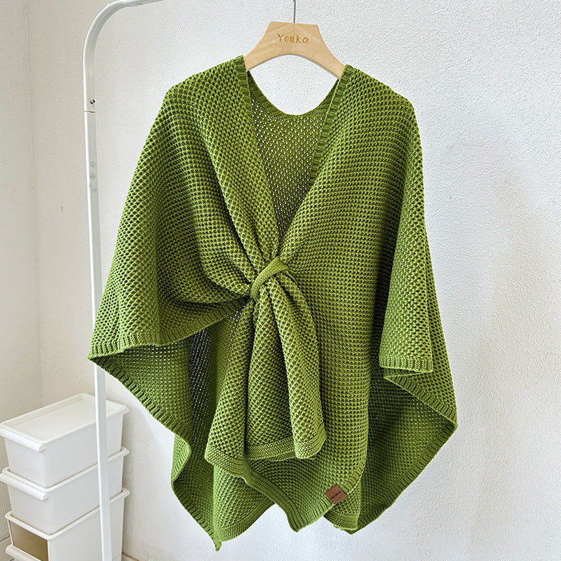 Knitted Cashmere Shawl With Buckle