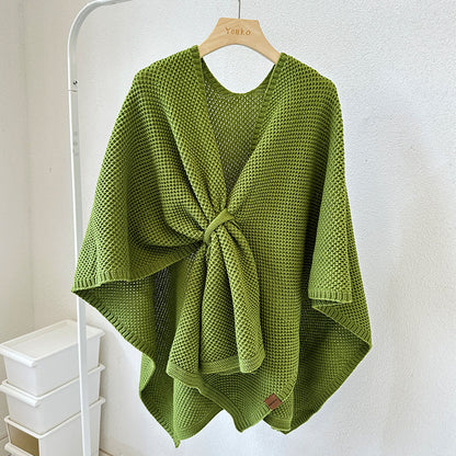 Knitted Cashmere Shawl With Buckle