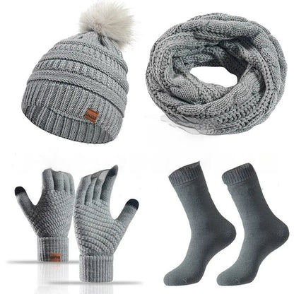 Winter Female Cap Scarf Gloves And Socks Four-piece Set Angel Wishes