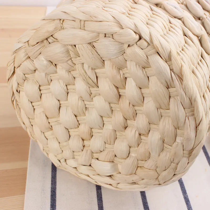 Women's Fashion Casual Natural Shell Bucket Woven Bag Angel Wishes
