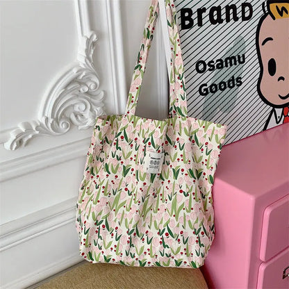 Floral Canvas Tote Bag Angel Wishes