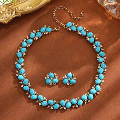Turquoise Pearl Necklace And Earrings Suite Angel Wishes