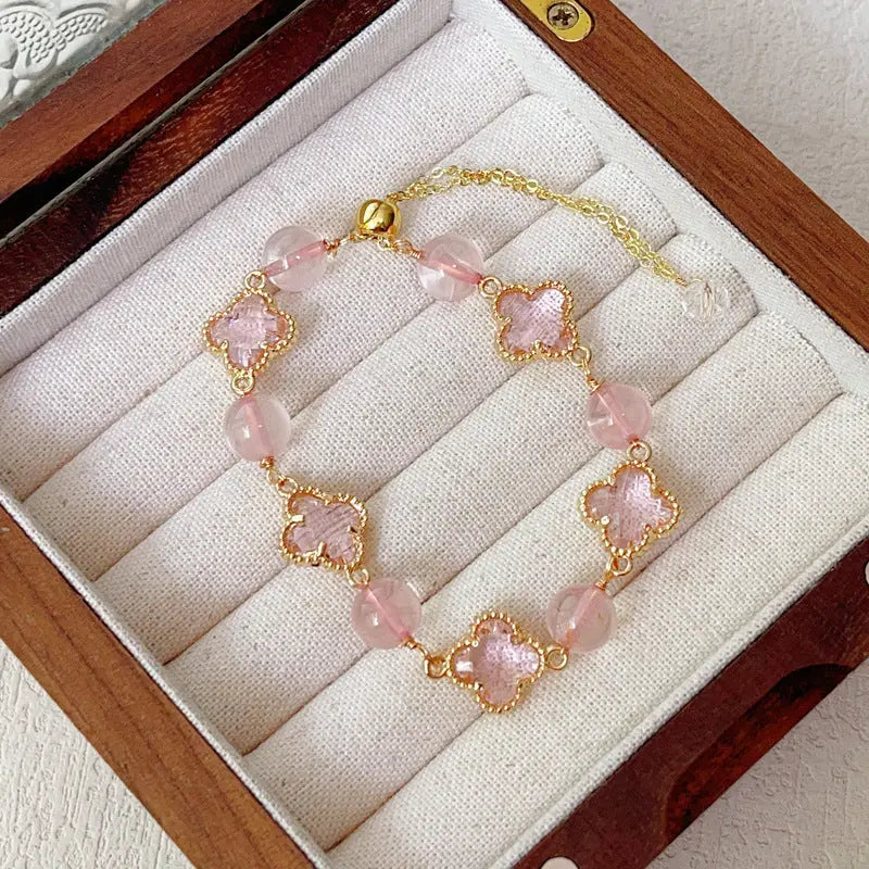 Natural Amethyst Citrine Alloy Bracelet Angel Wishes